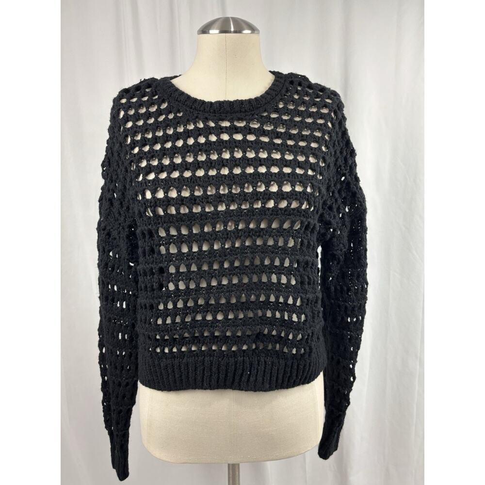 FULL TILT Women’s M Open Chunky Knit Long Sleeve Sweater Black Boho Whimsygoth